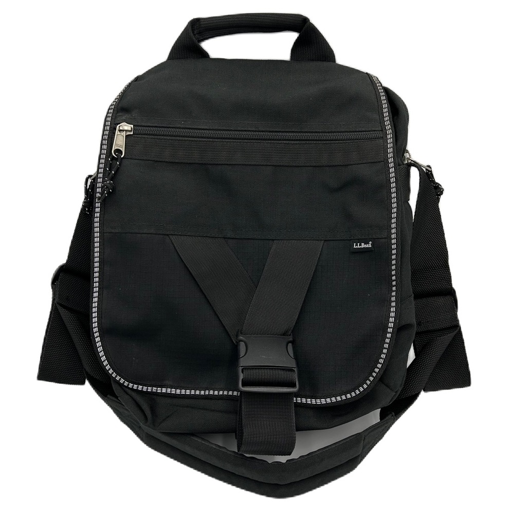 LL Bean Canvas Laptop Messenger Bag 12"x15" Crossbody Strap Travel Office Black
